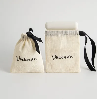 Custom Logo Mini Pouch Recyclable Linen Cotton Muslin Thick Jewelry Pouch for Necklace Earring Rings Packing
