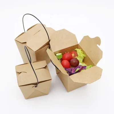 Custom Wholesale Disposable Fast Food Box Plastic Handle, Carton Take-out Bag Plastic Handle