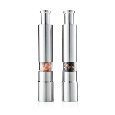 GAMA  Kitchen Tools Mini Spices Thumb Press Pepper Grinder Manual Pepper Mill Stainless Steel Salt and Pepper Grinder