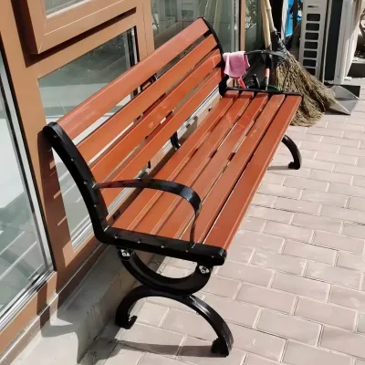 Personalized Bench with Backrest Seats WPC Slats Metal Legs Exterior Durable and Weather-resistant Bench