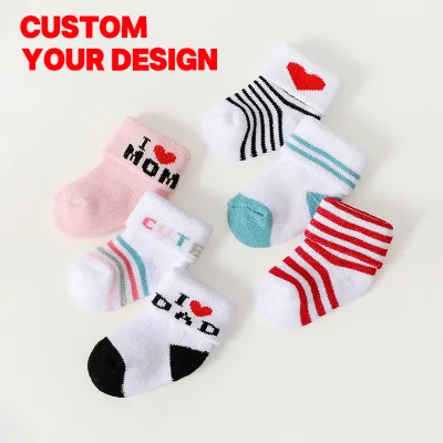 Breathable Cotton Baby Socks Anti-Bacterial Anti-Slip Cute Design Terry Inner Non-Slip Knitted Wholesale OEM Baby Socks