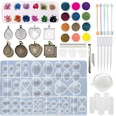 Crystal Drop glue set Time Gem silicone mold Dried flower hanging necklace backing jewelry resin mold