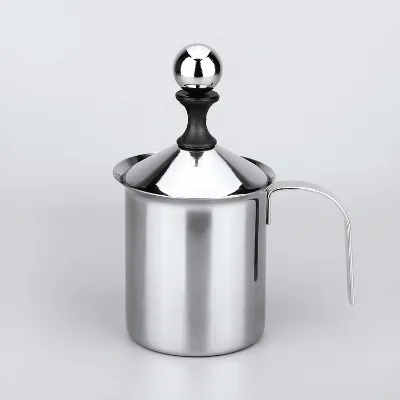 304 Stainless Steel Handheld Milk Frother 400ml 800ml Double-Layer Modern Minimalist Design for Fancy Coffee