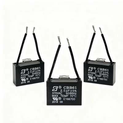CBB61 2.5uf 370v 50/60 Hz Lead Length 30mm with Iron Ear Type Capacitor Fan Capacitor and Pump Capacitor