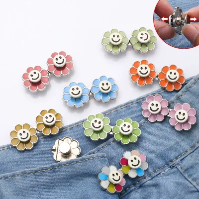 PDANY Jean Buttons Pins No Sew Instant Sunflower Replacement Button Adjustable Pants Buttons Kit