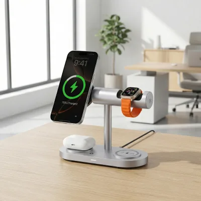 25W Fast Charging Wireless Charger 7 in 1 Charging Station with Night Light Holder for iPhone 16-12 Series Magnetic Charger
