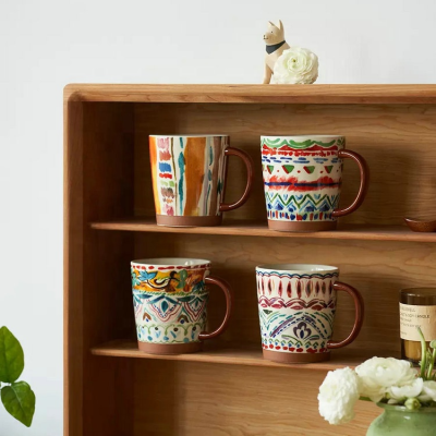 Bohemian Style Creative Ceramic Mug Custom Printed Cup Porcelain Coffee Mugs