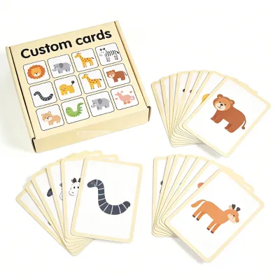 Oem Customized Family Educational Flashcards Eco-Friendly Double-Sided Printing Animal Matching Game Cards