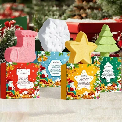 SADOER Private Label New Christmas Socks Bath Bomb Deep Cleaning Body Bath Salt
