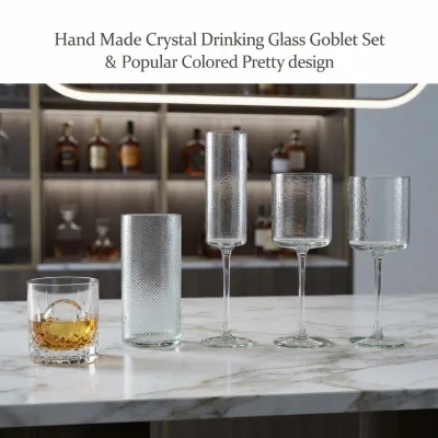 Wholesale Modern Light Luxury Hand Blown High-quality Spring Seasonable Aqua Color Wine Glass Set Vintage Goblet Drinkware Set