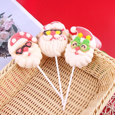 Halal Christmas Marshmallow Lollipop Candy 3D Christmas Marshmallow Santa Claus Snowman Style Multi Color Marshmallow