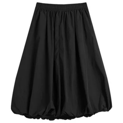Women's Casual A-Line Skirt with Solid Color Long Lantern Style Elastic Waist Pocket Flower Bud-Summer Nonwoven Weaving