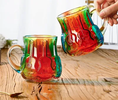 Home Decorative Colored Glass Cup, Piano Cup, Mug, Guitar Coffee Cup
