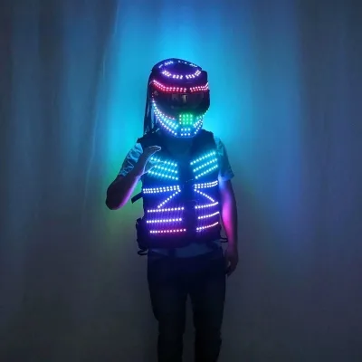LED Glowing Fluorescent Costume RGB Predator DJ Party Lighting Outfits Luminous Jacket Halloween Christmas Celebration Party