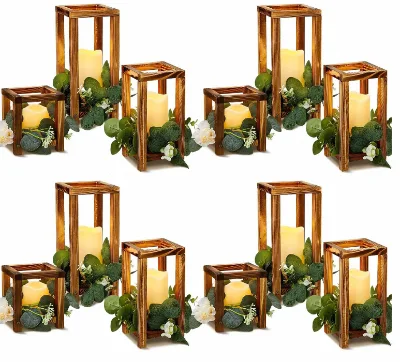 Factory Direct Wooden Candle Lantern Durable Solid Wood Lantern for Wedding Tables Decoration