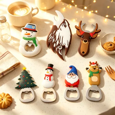 Magnetic Stainless Steel Eco-Friendly Cute Cartoon Refrigerator Magnetsilicone Wine Bottle Opener Beer Opener
