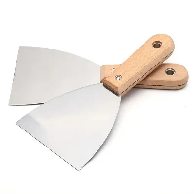 Wholesale Stainless Steel Blade Wood Handle Cleaning Spatula Tile Scraper Putty Knife