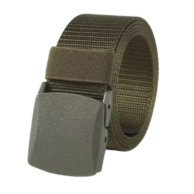 Men's Tactical Belt Canvas Fabric Nylon Belt Plastic Buckle Free Security Check for Training Outdoor Sports Non Metal
