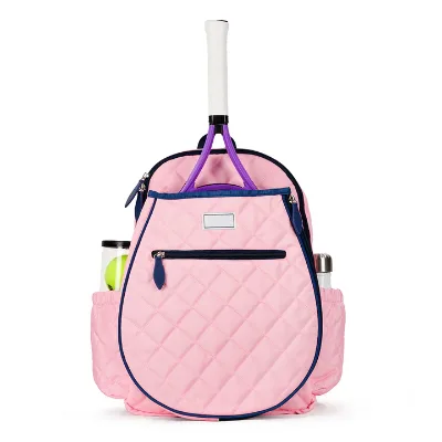 Custom Logo Functional Tennis Backpack with Water Bottle Pockets for Kids Teenager Quilted Gym Sport Bag