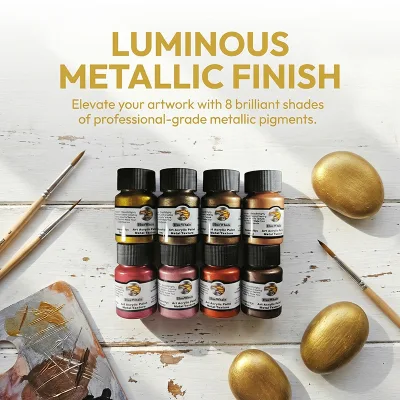 Durable 30ml Metallic Luster Acrylic Paint Weather Resistant for Outdoor Wall Decor Handmade Ornament Coloring