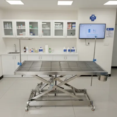 Stainless Steel Veterinary Operating Table Available in Hydraulic, V-shaped, Crossover, and Multiple Styles