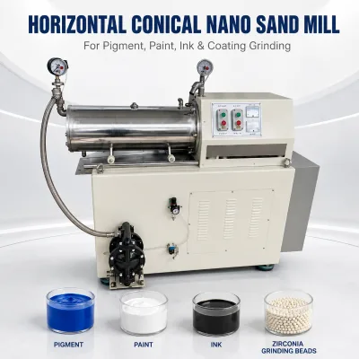 Horizontal Conical Nano Sand Mill for Pigment Paint Ink Coating Grinding with Zirconia Grinding Beads