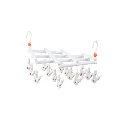 Plastic Folding Multi-head Clothes Rack Wardrobe Space Saving Home Storage Rack Travel Creative Clothes Socks Rack