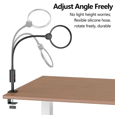 Clip-on Circular Magnifier Tri-Colour Light LED HD Lens for Reading Low Vision Daily Close Work Fine Operation