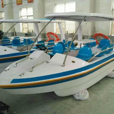 Original Water Park Games 6-8 Passengers Electric Battery Fiberglass Tour Boat for Sale