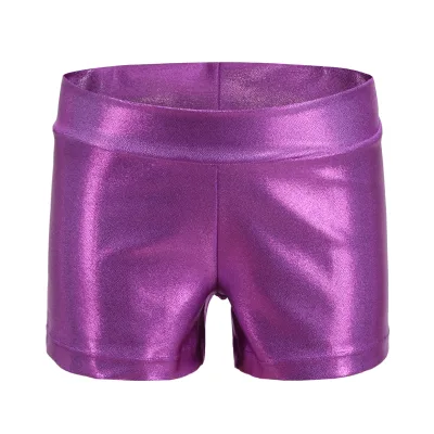 Wholesale Metallic Shine Girls Black Dance Shorts