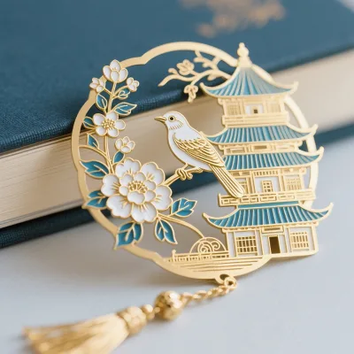 Promotional Custom Metal Cute Animale Bookmark Golden Hollow Flower Bookmark for Women Book Lovers Writers Readers Teens Men
