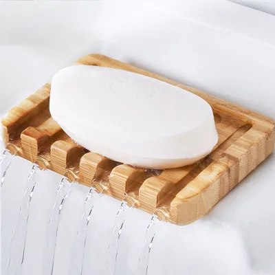 Wholesale Bamboo Wooden Soap Dish Holder Tray Wood Bar Soap Saver Self Draining Soap Case