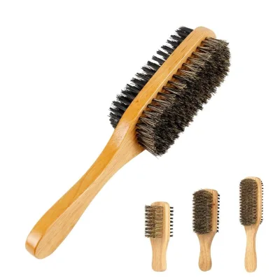 Professional Shaving Brush Natural Wood Handle Boar Bristle Beard Brush for Men Grooming Salon Barber Tools S M L 3-Size