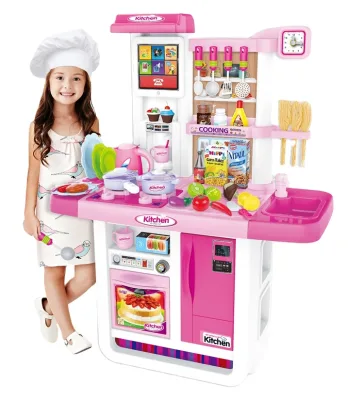 Touch Screen Plastic Kitchen Play Set with Realistic Lights & Sounds for Kids 3+