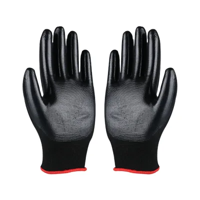 Seamless Nylon Knitted Nitrile Working Gloves Black Nitrile Safety Gloves Nitrile Gloves Price