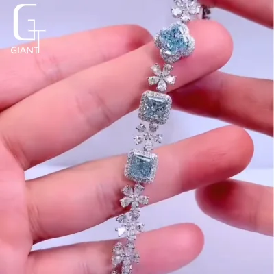 High Quality Lab Diamond Flower Chain Bracelet for Women and Men Jewelry 10k/14k/18k Gold for Wedding Party Engagement Bangles