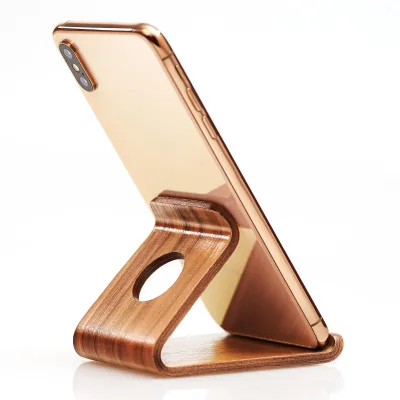 Portable Wooden Mobile Phone Stand Handy Wood Phone Holder Mobile Phone Support for Desk and Bed