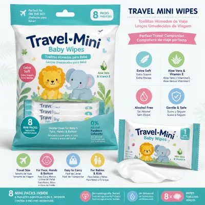 Factory Custom Wet Wipes Mini 30PCS Lingette En Canette Soft Non-Woven Fabric Cute Wet Wipes