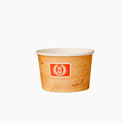 Disposable Wood Pulp Paper Ice Cream Cups & Bowls with Lids Commercial-Use Yogurt Boxes and Popsicle Boxes Small Size