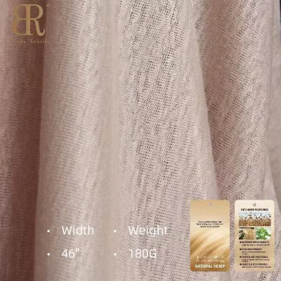 BoRan Textile Wholesale 100% Hemp Fabric Lightweight Plain Mercerized Fabric by the Yard for Women Summer Tops and Skirts