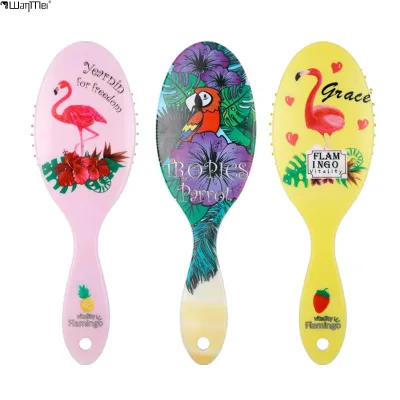 Wanmei Custom Wholesale Multicolor Hot-selling Oval Massage Cushion Antistatic Soft Cartoon Girls Cute Hair Comb for air Comb