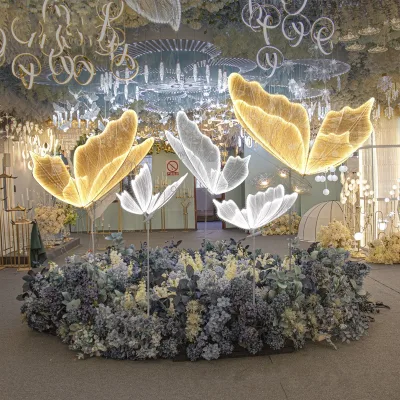 White Gold Butterfly Wedding Decorations Light Hanging Large Lighted Butterfly Lighting Wedding Background