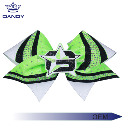 Wholesale Sublimation Custom Big Rhinestone Hair Bow Competition Cheer Bows