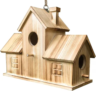 Birdhouses Hanging Americana Outdoor Wooden Nest Boxes Red White or Blue Rustic Hand Painted Out Wood Bird House