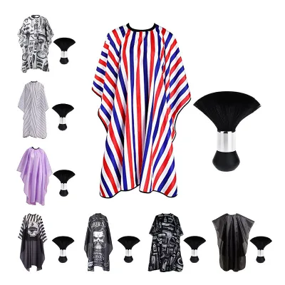 Professional OEM Customize logo Hair Cutting Cape Haircut Shawl and Apron Hairdressing Cape and Cleaning Beard Brush