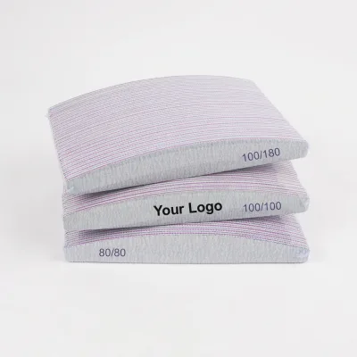 Custom EVA Half Moon Shape Grey Zebra 80/80 Grit Nail Files Professional Files for Nail 100/180