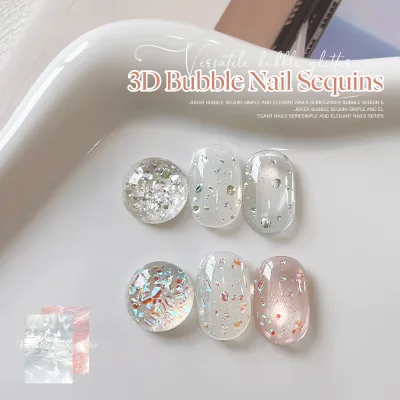 Missgooey Bubble Glitter Nails Wholesale 3D Fisheye Iridescent Bubble Nail Sequins Bulk for Gel Polish Nail Art Decoration OEM