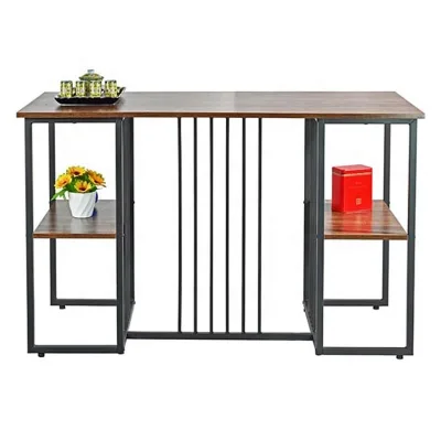 Vintage Industrial  Rustic Brown Metal Frame, with Storage Shelf for Living Room House Coffee TableSturdy Wood