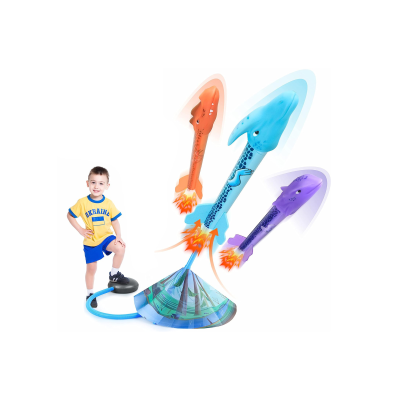Dinosaur Rocket Toy Launcher for Kids Soft Foam Rockets Outdoor Garden Game Plastic Rocket Gift for Boys and Girls