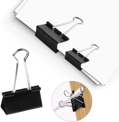 High Quality Nickel Black Metal Binder Clip 51MM Foldable Paper Clip for Stationery Use 12 Pcs Per Pack